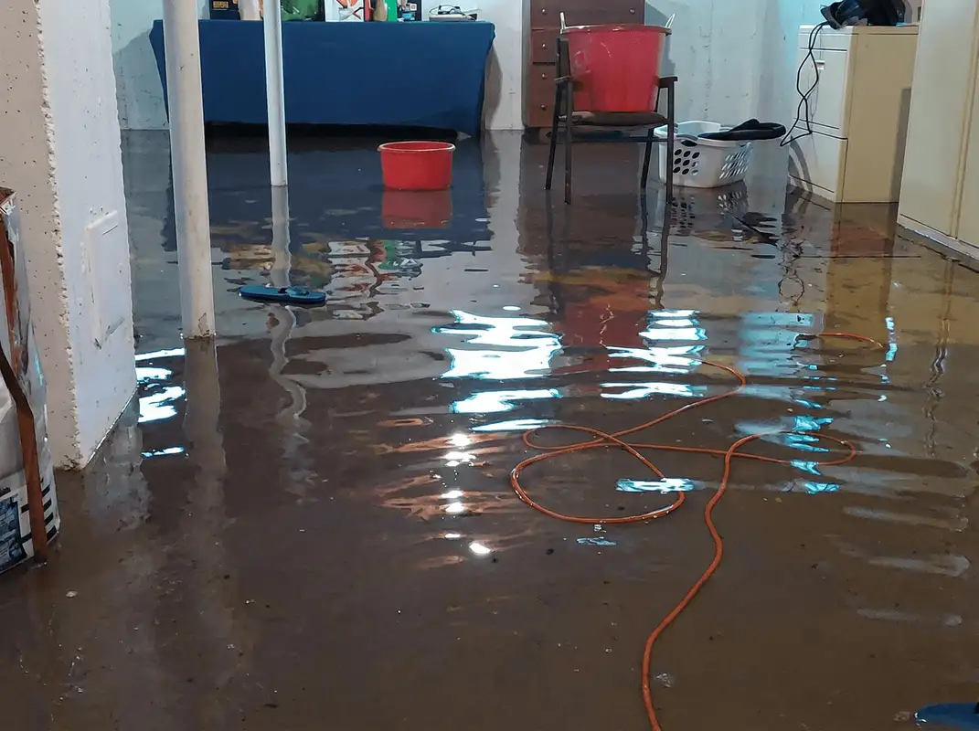 Basement with boiler, cabinets and washing machine completely flooded in Columbus, OH