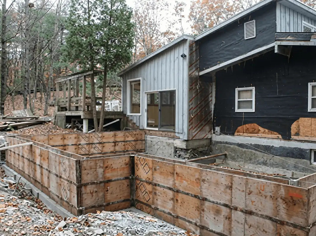 Prepared site with foundation forms for home remodeling and addition project in Columbus, OH